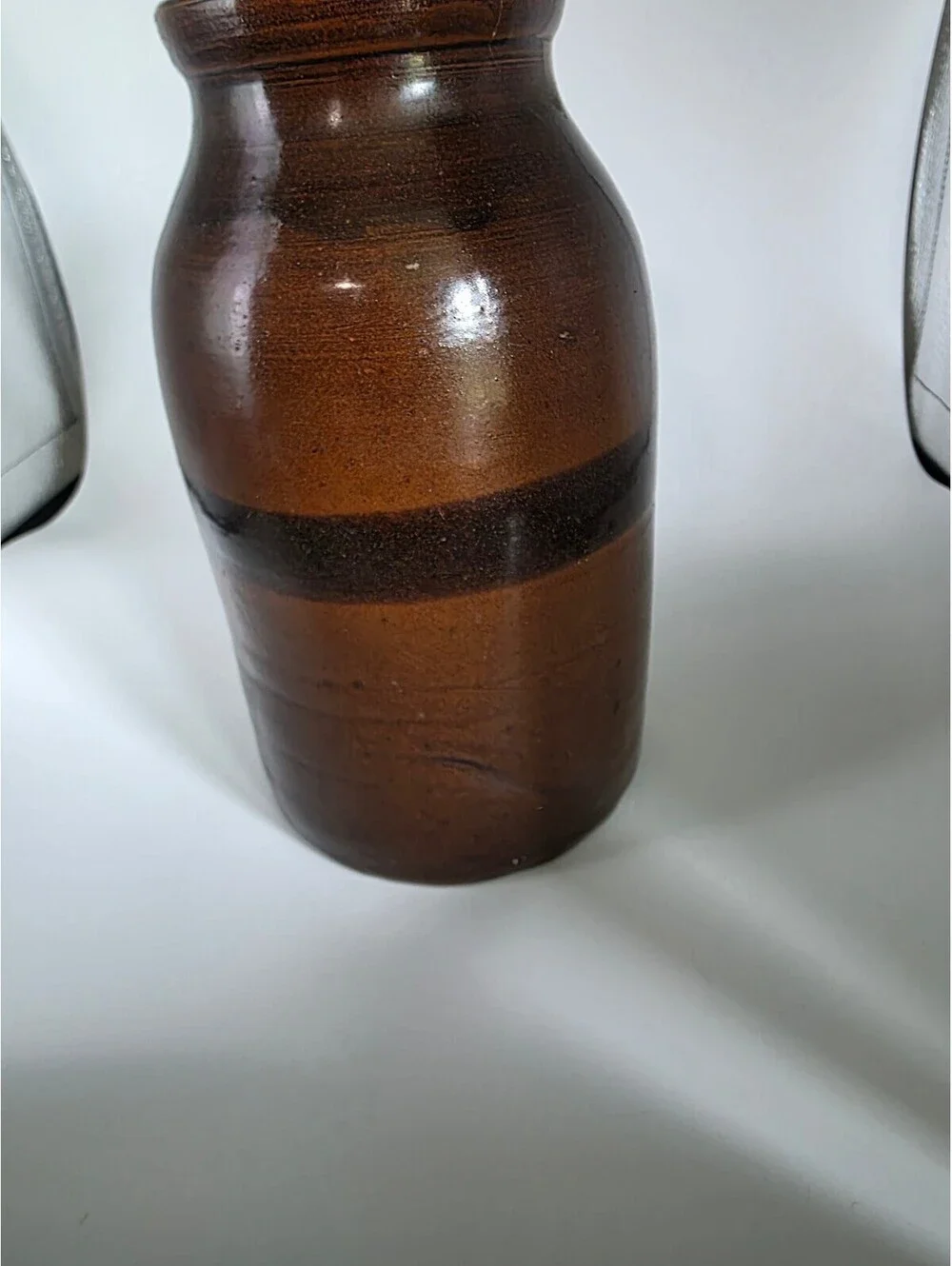 Vintage Handmade Studio Pottery Vase Brown Black Drip Glaze Rustic Decor